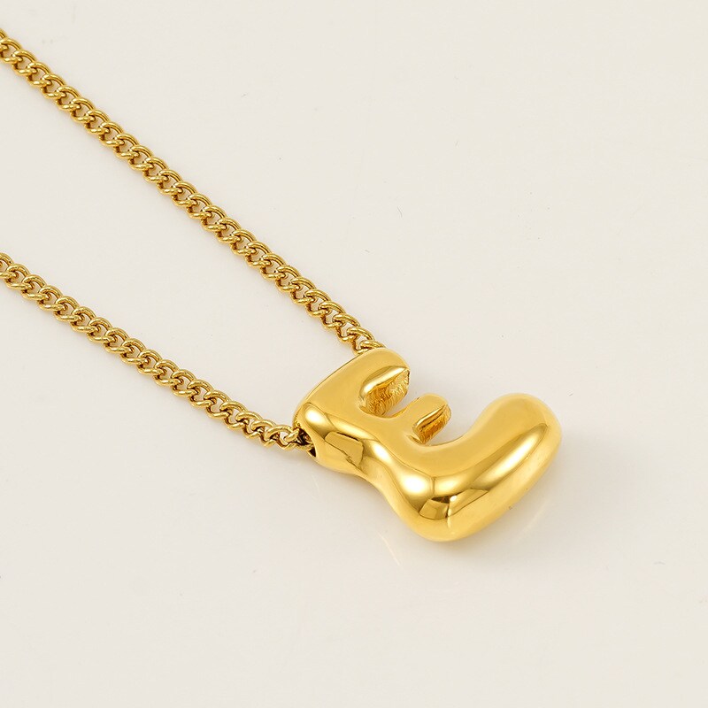 Gold color / 1 Piece Simple Series Daily Letter E Titanium Steel 18K Gold Plated Unisex Pendant Necklaces Picture5